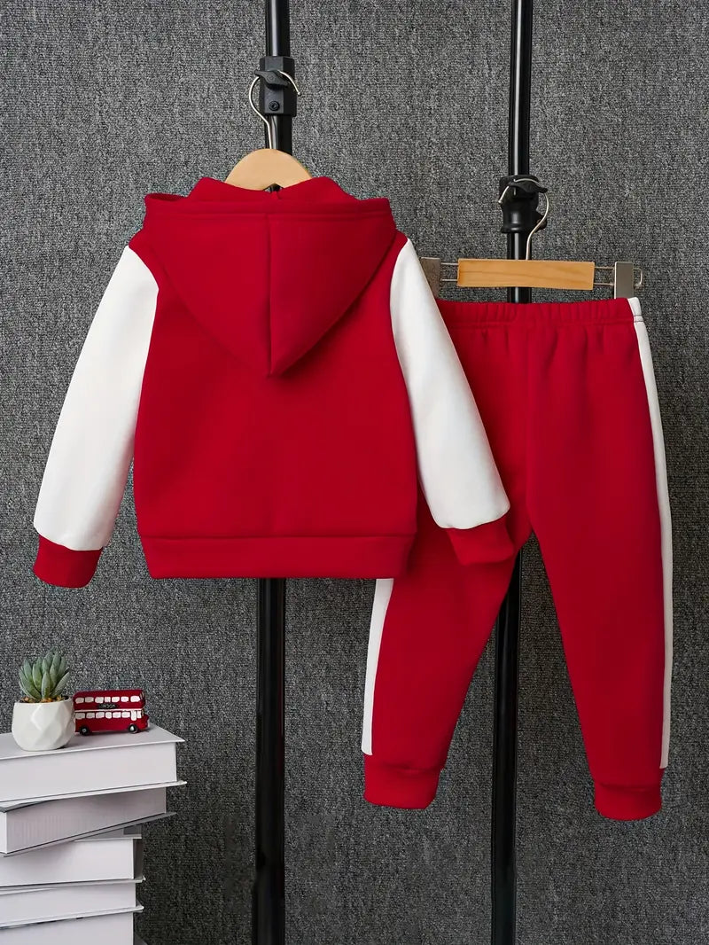 Conjunto de chaqueta de béisbol con capucha y pantalones